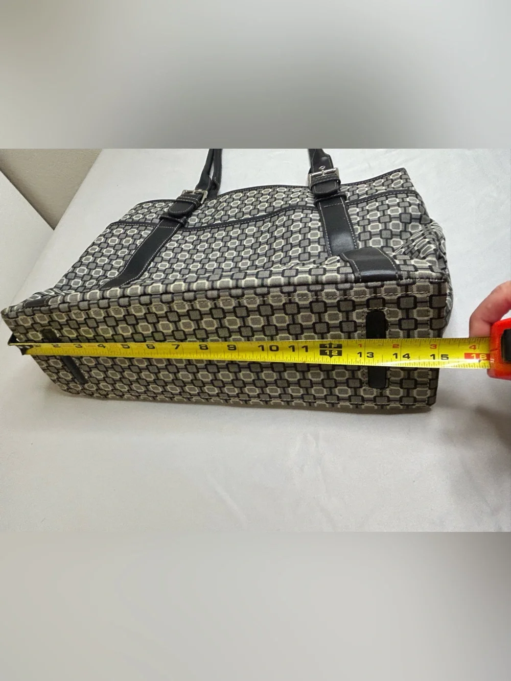 Nine West Black & Gray Geometric Laptop Tote Red inside